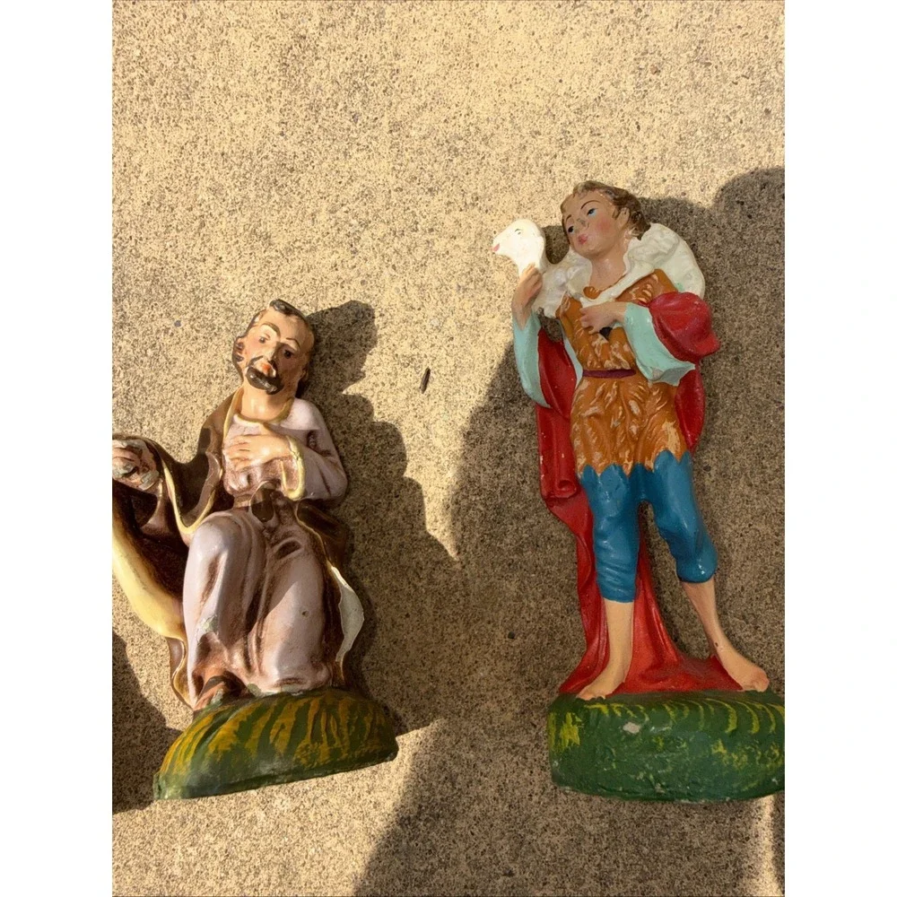 Vintage Paper Mache Nativity Figurines Set of 6 Hand Painted
